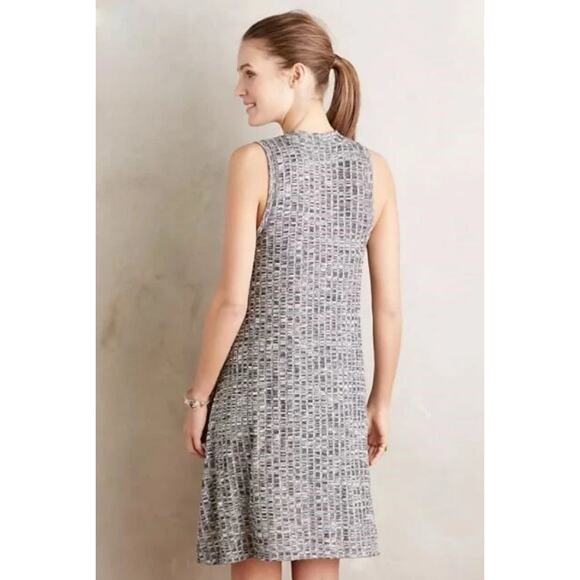 Maeve Emerson Swing Dress Size Large Anthropologie Black Space Dye Ribbed Jersey - Picture 2 of 12